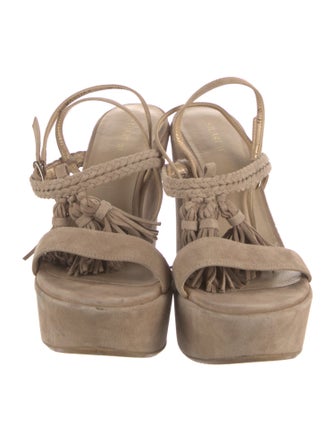 Stuart Weitzman Suede Tassel Accents Sandals
