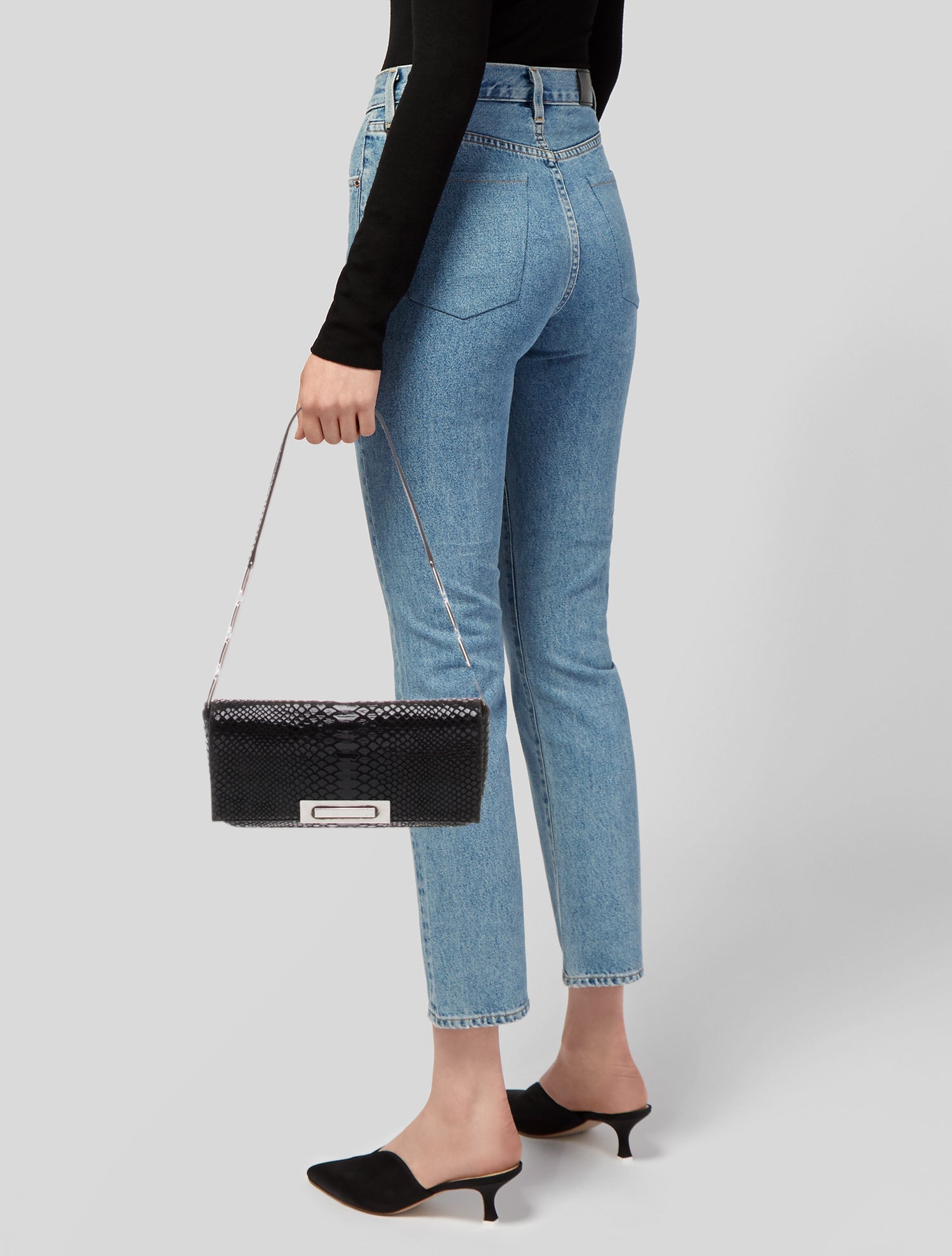 Stuart Weitzman Embossed Leather Shoulder Bag Vintage