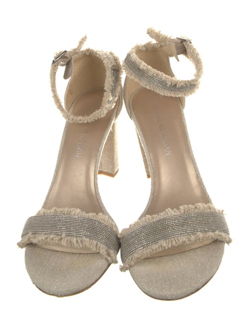 Stuart Weitzman Canvas Raw-Edge Trim Sandals