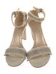 Stuart Weitzman Canvas Raw-Edge Trim Sandals