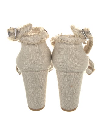 Stuart Weitzman Canvas Raw-Edge Trim Sandals