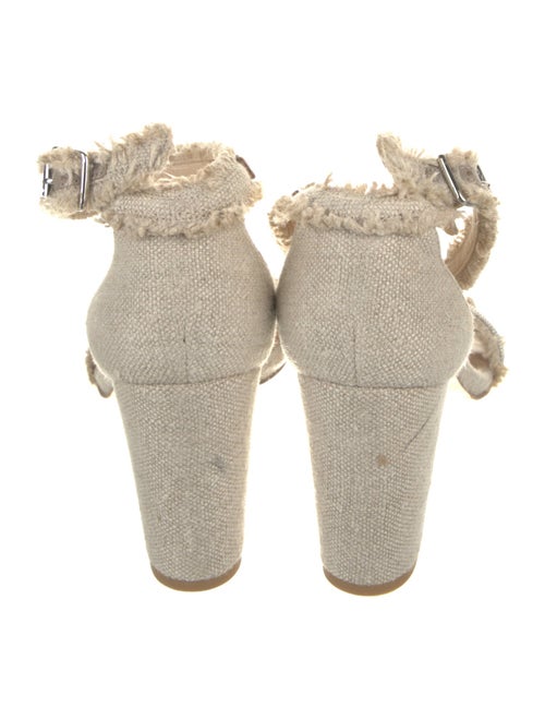 Stuart Weitzman Canvas Raw-Edge Trim Sandals