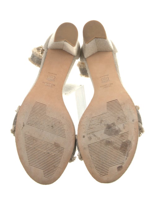 Stuart Weitzman Canvas Raw-Edge Trim Sandals