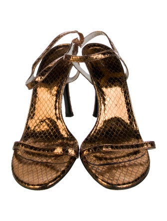 Stuart Weitzman Leather Animal Print Slingback Sandals