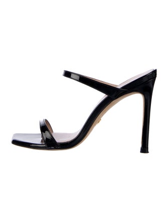 Stuart Weitzman Patent Leather Animal Print Slides