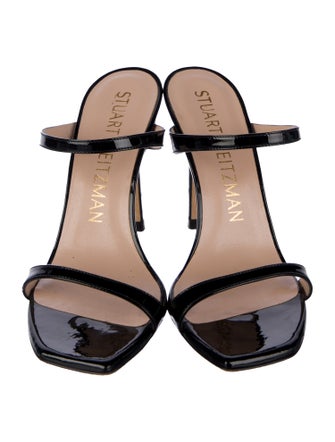 Stuart Weitzman Patent Leather Animal Print Slides