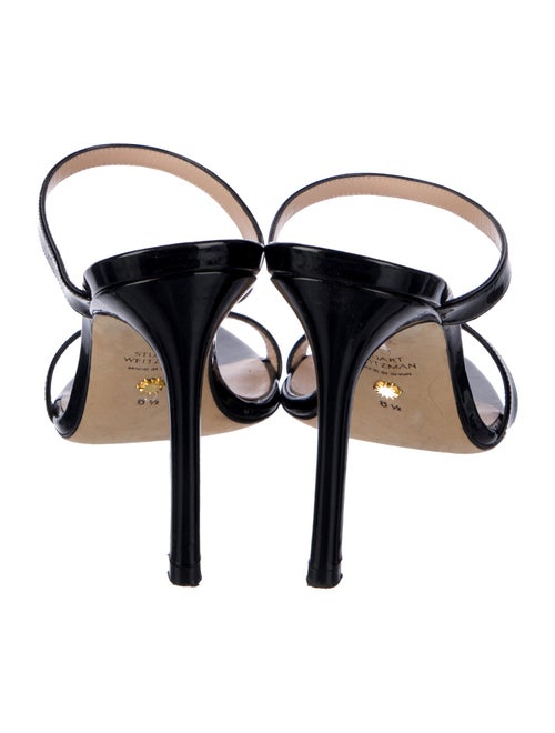 Stuart Weitzman Patent Leather Animal Print Slides