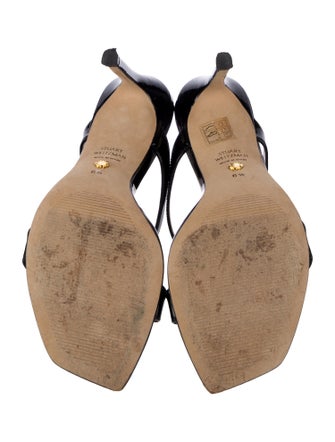 Stuart Weitzman Patent Leather Animal Print Slides