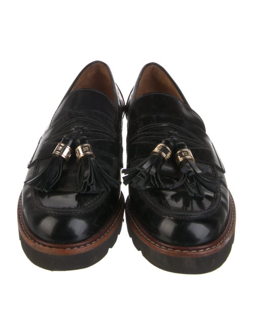 Stuart Weitzman Patent Leather Tassel Accents Loafers