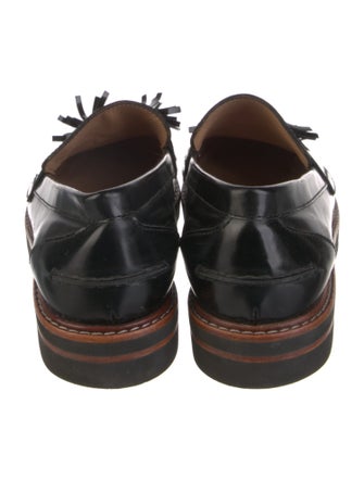 Stuart Weitzman Patent Leather Tassel Accents Loafers