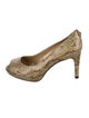 Stuart Weitzman Embossed Leather Animal Print Pumps