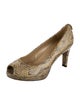 Stuart Weitzman Embossed Leather Animal Print Pumps