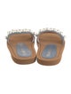 Stuart Weitzman Faux Pearl Accents Denim Slides
