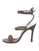 Stuart Weitzman Satin Feather Trim Sandals