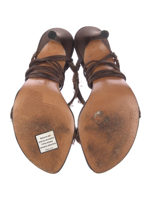 Stuart Weitzman Satin Feather Trim Sandals