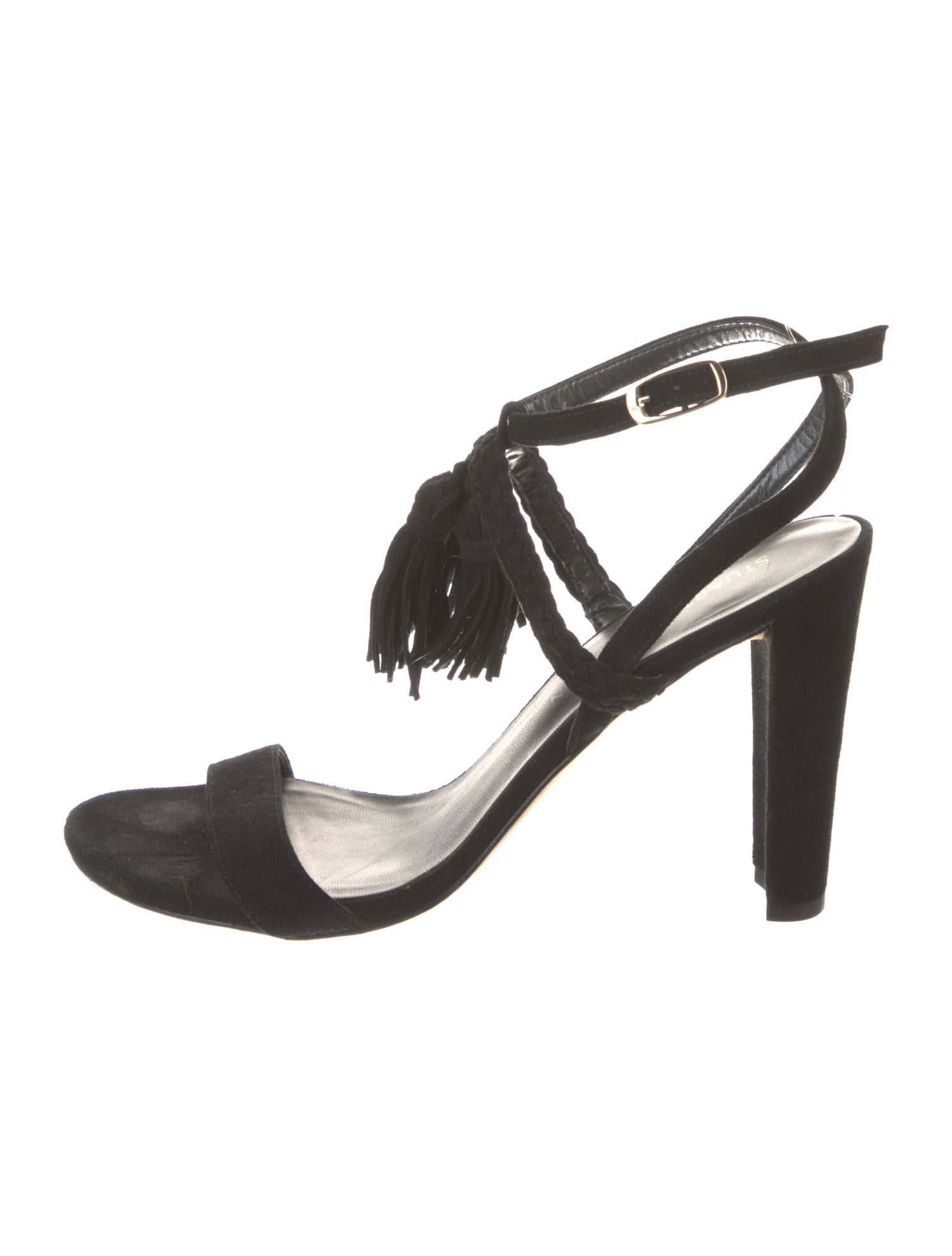 Stuart Weitzman Suede Tassel Accents Slingback Sandals