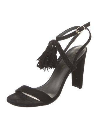Stuart Weitzman Suede Tassel Accents Slingback Sandals