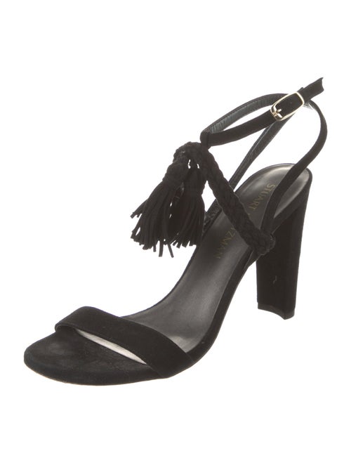 Stuart Weitzman Suede Tassel Accents Slingback Sandals