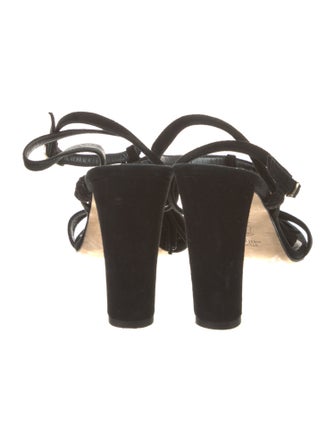 Stuart Weitzman Suede Tassel Accents Slingback Sandals