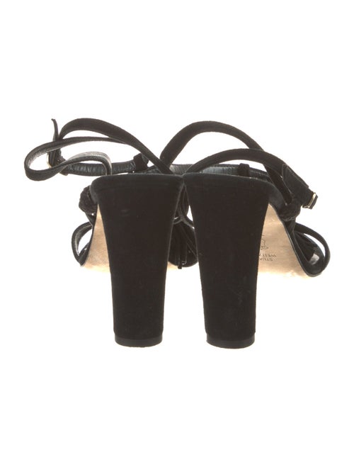 Stuart Weitzman Suede Tassel Accents Slingback Sandals