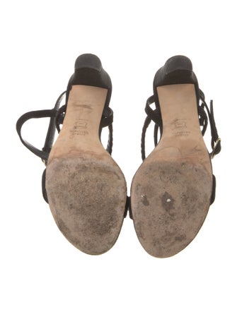 Stuart Weitzman Suede Tassel Accents Slingback Sandals