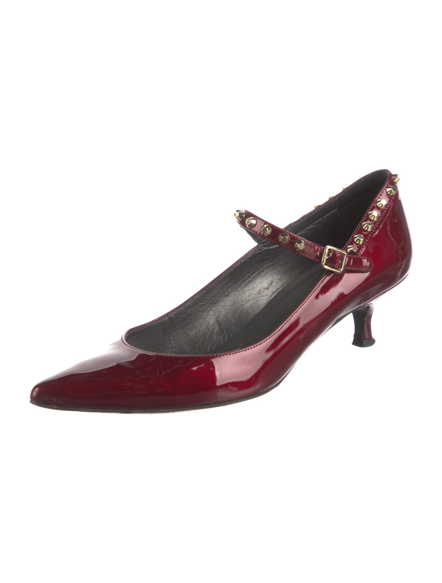 Stuart Weitzman Patent Leather Studded Accents Pumps