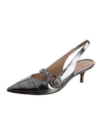 Stuart Weitzman Leather Animal Print Slingback Pumps