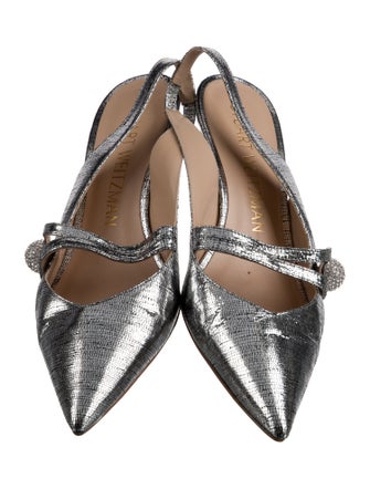 Stuart Weitzman Leather Animal Print Slingback Pumps