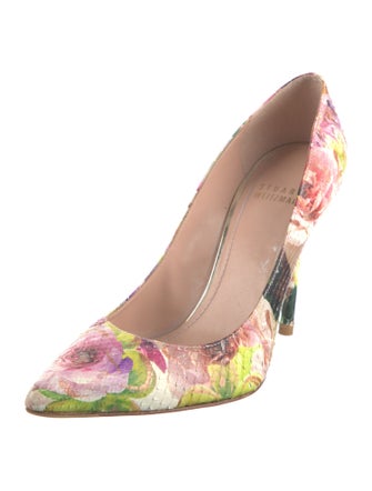 Stuart Weitzman Leather Floral Print Pumps