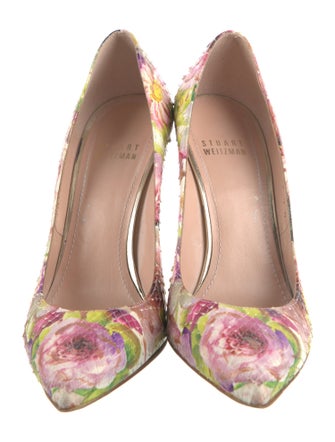 Stuart Weitzman Leather Floral Print Pumps