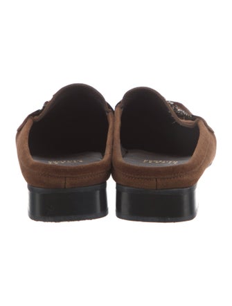 Stuart Weitzman Suede Crystal Embellishments Mules