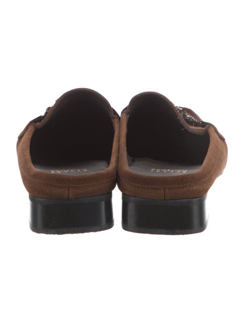 Stuart Weitzman Suede Crystal Embellishments Mules