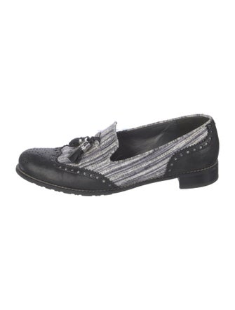 Stuart Weitzman Leather Tweed Pattern Loafers