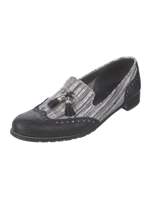 Stuart Weitzman Leather Tweed Pattern Loafers