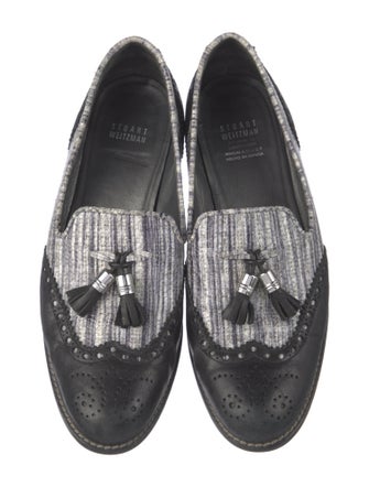 Stuart Weitzman Leather Tweed Pattern Loafers