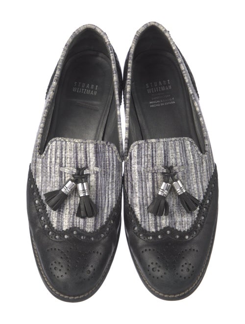 Stuart Weitzman Leather Tweed Pattern Loafers