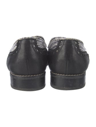 Stuart Weitzman Leather Tweed Pattern Loafers