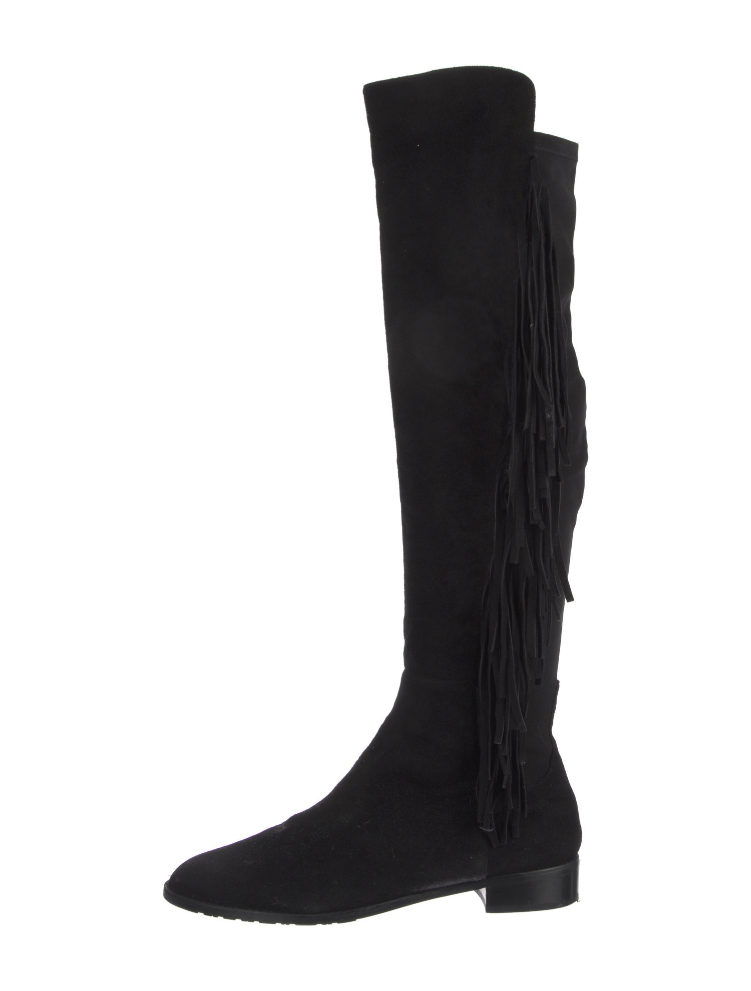 Stuart Weitzman Suede Fringe Trim Accent Boots