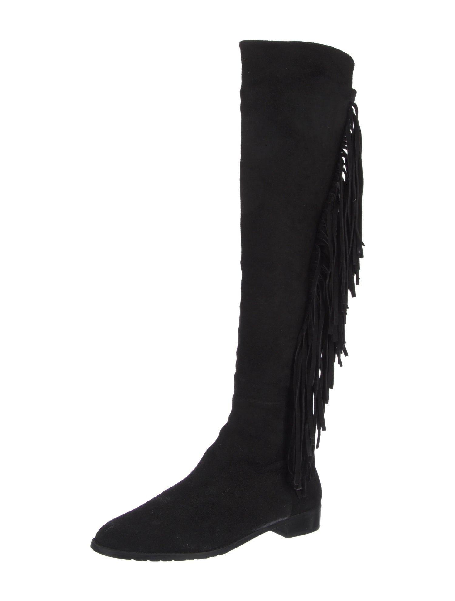Stuart Weitzman Suede Fringe Trim Accent Boots
