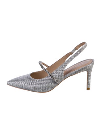 Stuart Weitzman Glitter Crystal Embellishments Slingback Pumps