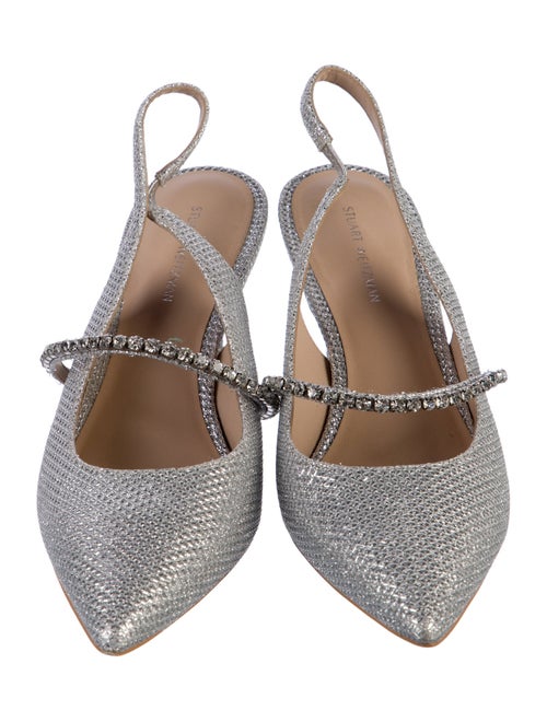Stuart Weitzman Glitter Crystal Embellishments Slingback Pumps