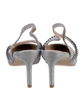 Stuart Weitzman Glitter Crystal Embellishments Slingback Pumps