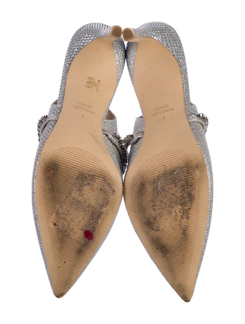 Stuart Weitzman Glitter Crystal Embellishments Slingback Pumps