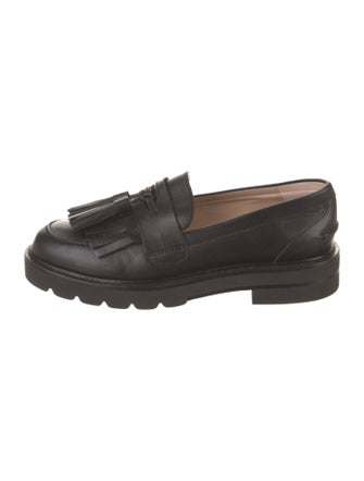 Stuart Weitzman Leather Tassel Accents Loafers