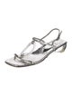Stuart Weitzman Snakeskin Crystal Embellishments T-Strap Sandals