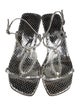 Stuart Weitzman Snakeskin Crystal Embellishments T-Strap Sandals