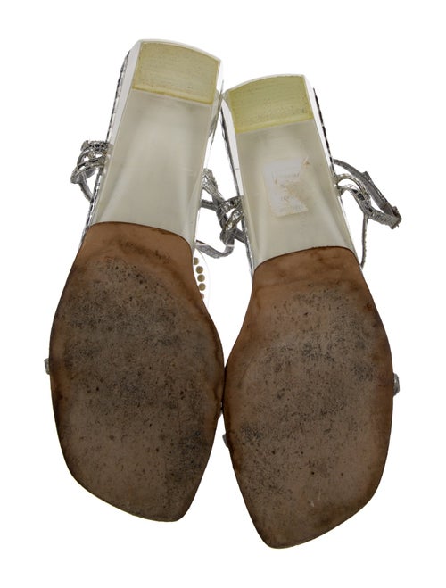 Stuart Weitzman Snakeskin Crystal Embellishments T-Strap Sandals