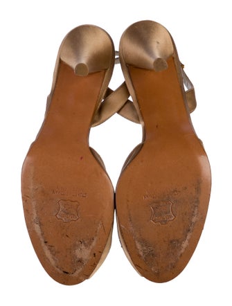 Stuart Weitzman Leather Crystal Embellishments Slingback Pumps