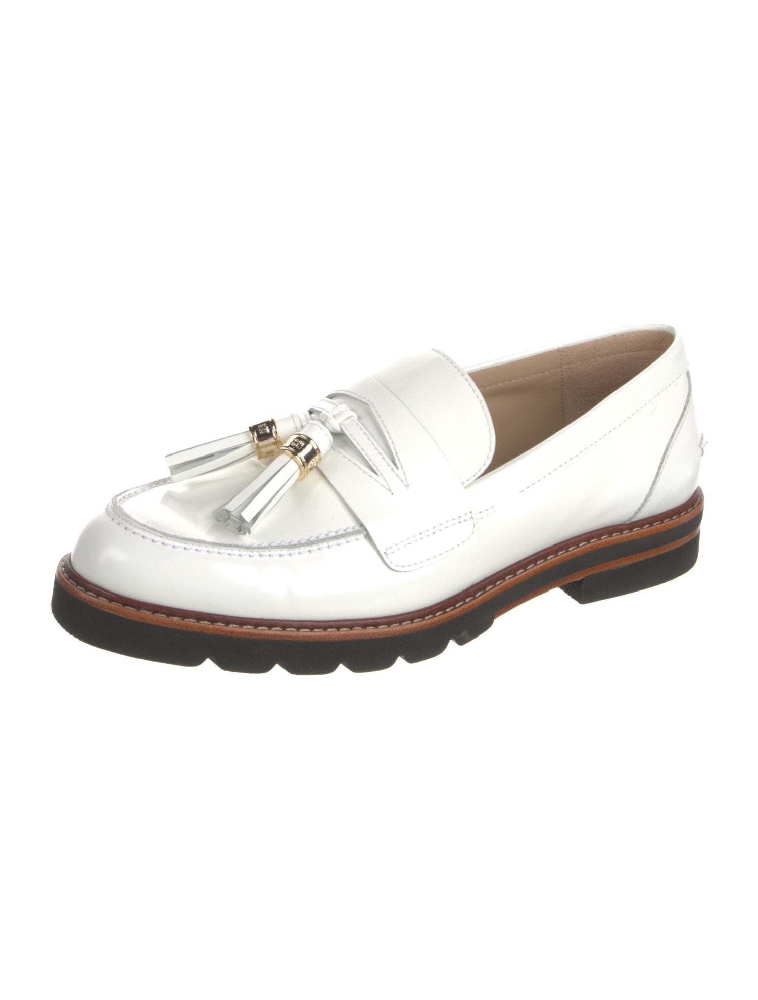 Stuart Weitzman Leather Tassel Accents Loafers