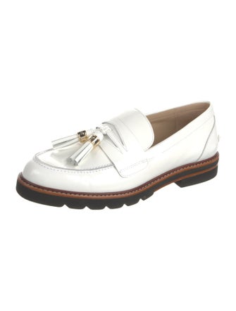 Stuart Weitzman Leather Tassel Accents Loafers
